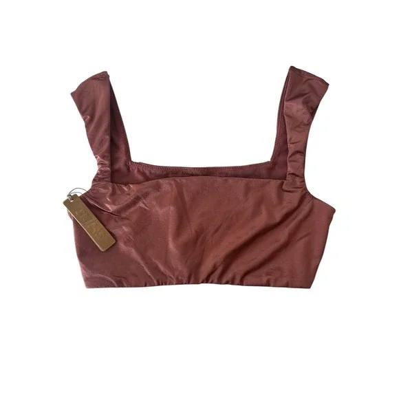 New SKIMS Bralette Top Women's XS Berry Stretch Satin Square‎ Neck Romantic New - Picture 3 of 10